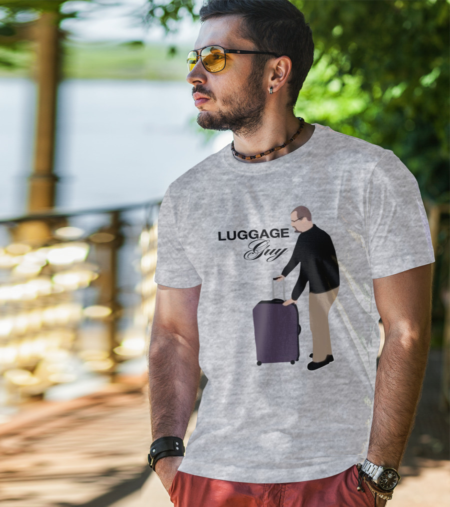 Luggage Guy Barstool Icon With Rolling Suitcase T-Shirt