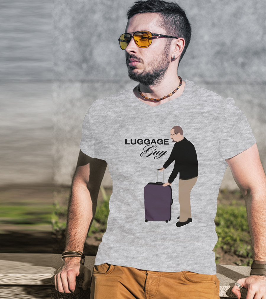 Luggage Guy Barstool Icon With Rolling Suitcase T-Shirt