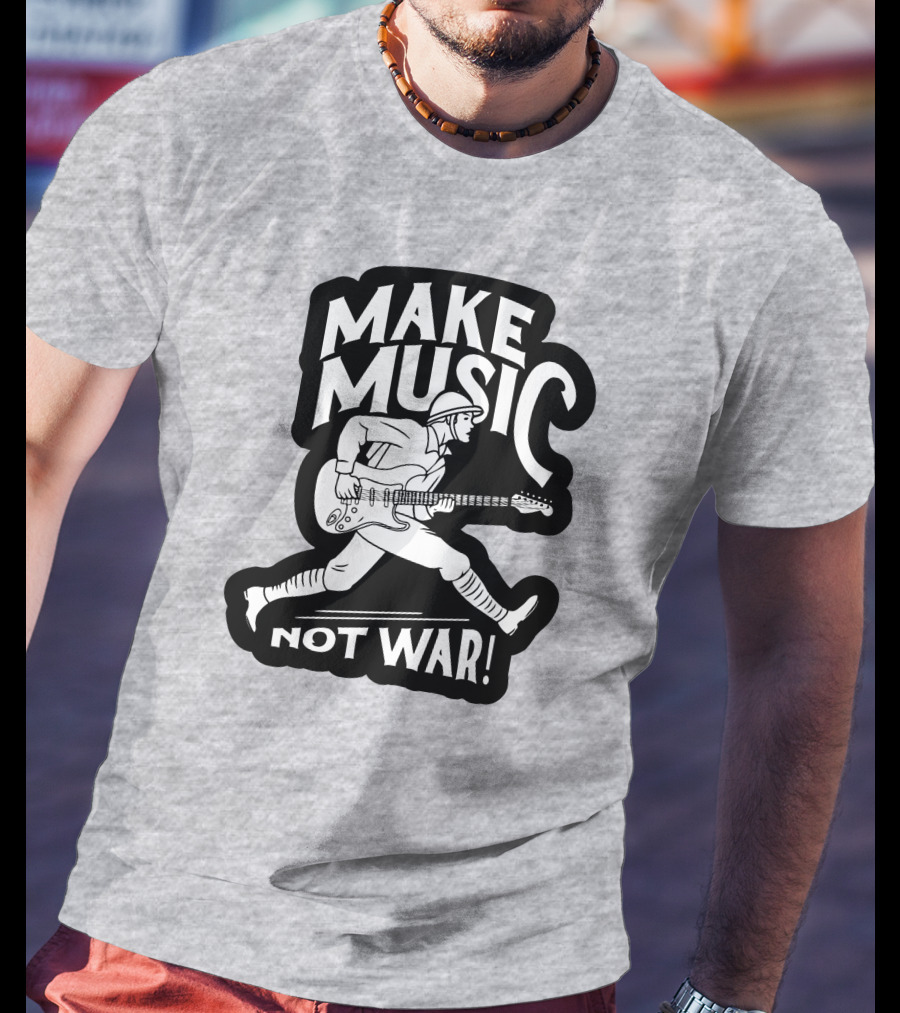 Matt Pinfield Make Music Not War Guitar Soldier Iconic Message T-Shirt