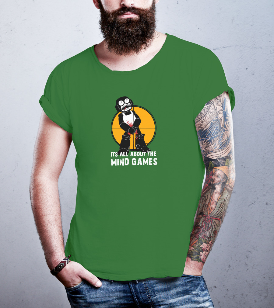 Its All About The Mind Games Targeted Character With Bloodstained Bat T-Shirt