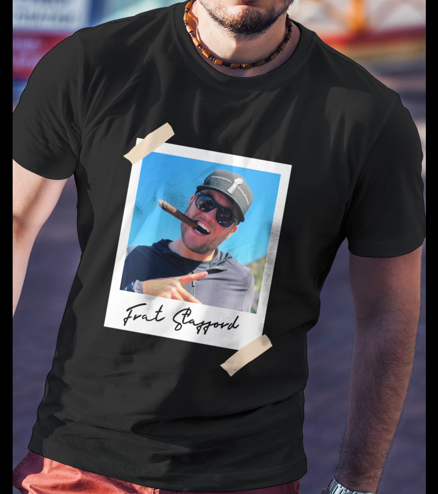 Frat Stafford Cigar Photo Wearing Hat T-Shirt