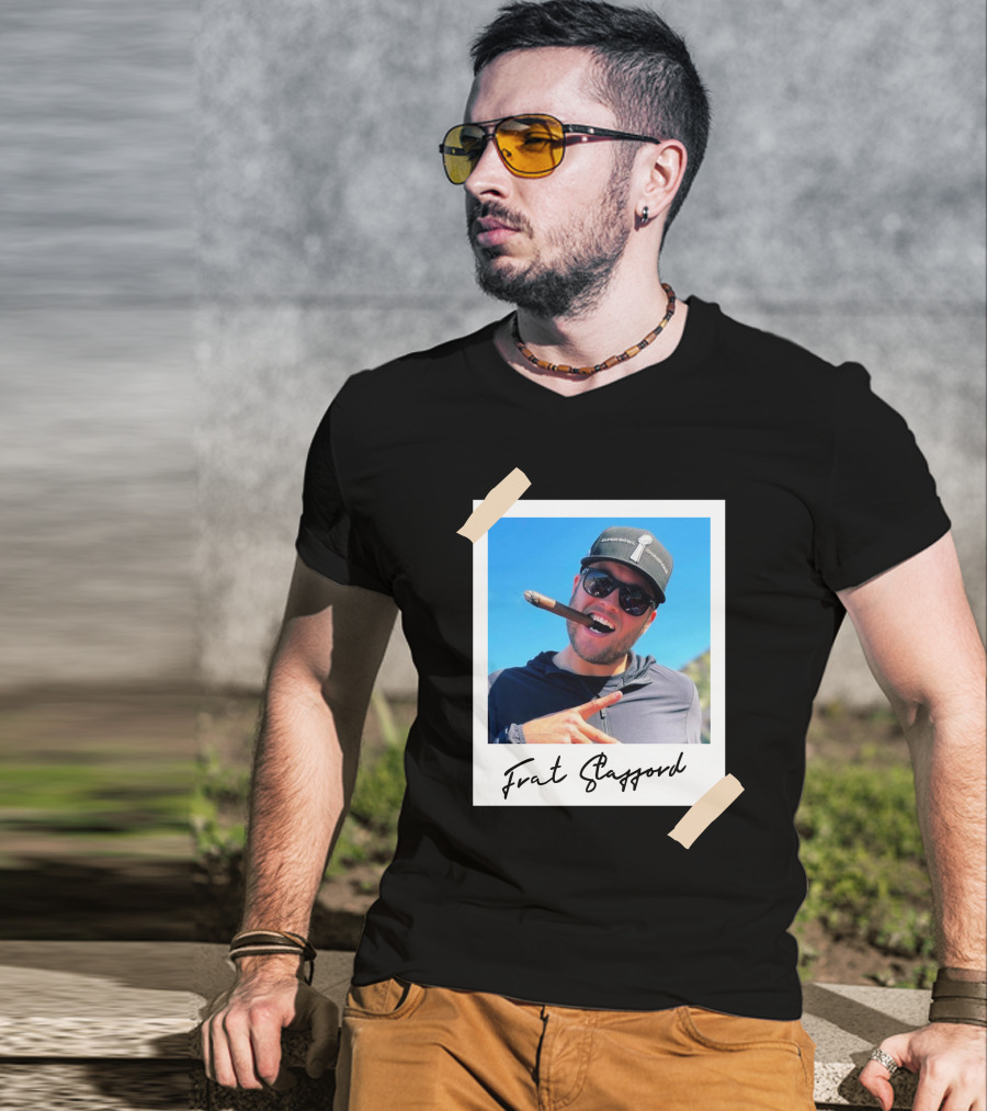 Frat Stafford Cigar Photo Wearing Hat T-Shirt