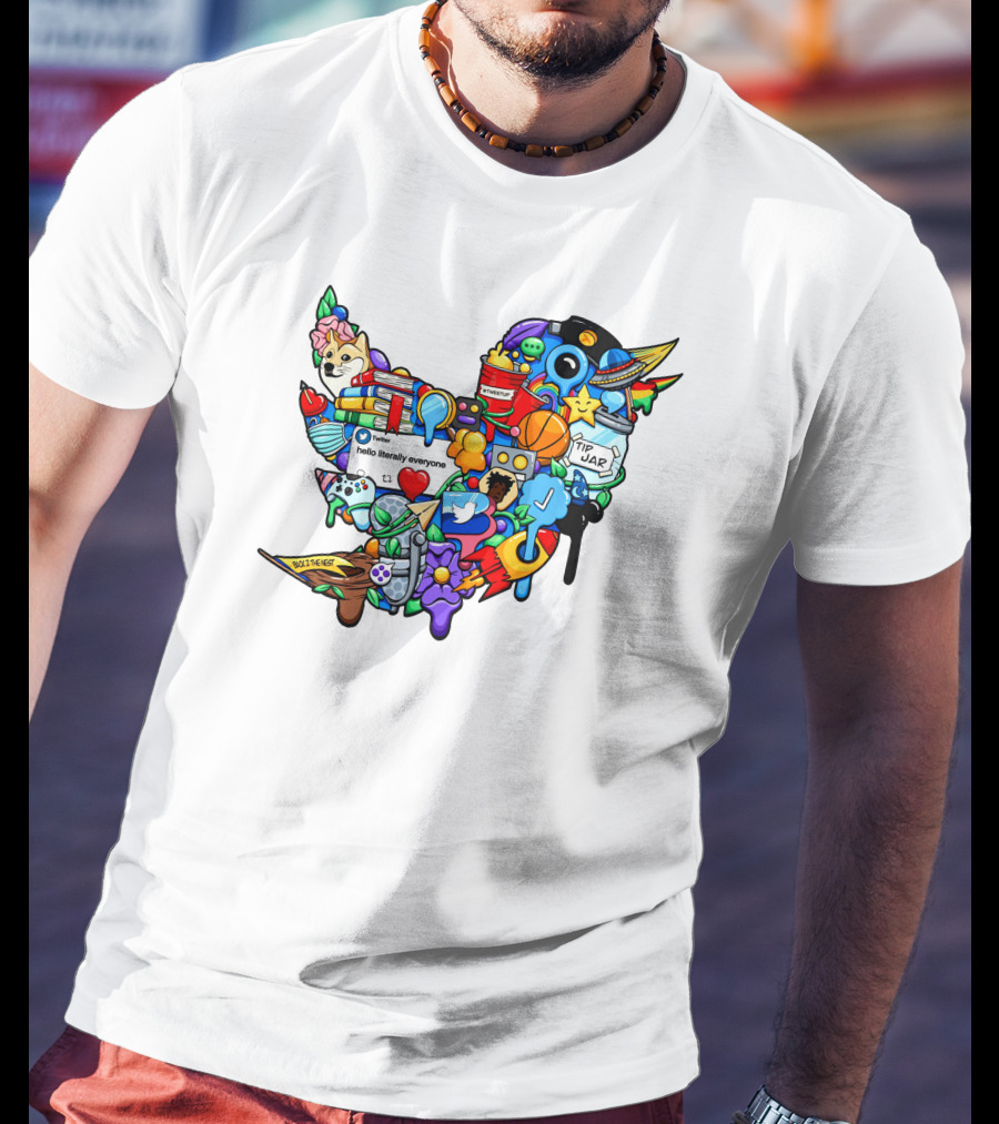 Tweetup Hello Literally Everyone Tip Jar Pop Culture Icons Mashup T-Shirt