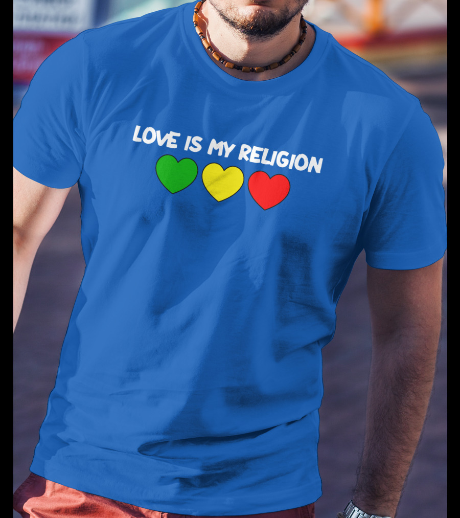 Ziggy Marley Love Is My Religion Green Yellow Red Hearts T-Shirt
