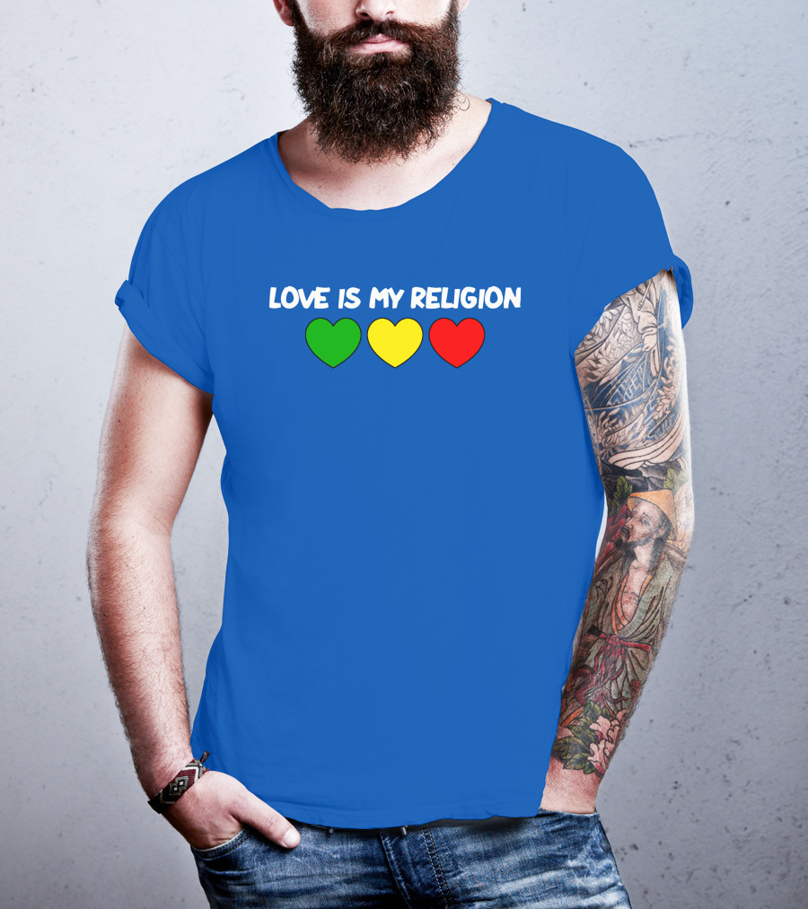 Ziggy Marley Love Is My Religion Green Yellow Red Hearts T-Shirt
