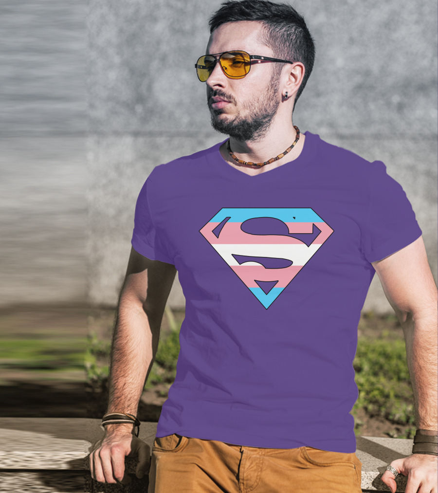 Superman Logo Trans Flag Trans Rights Are Human Rights T-Shirt
