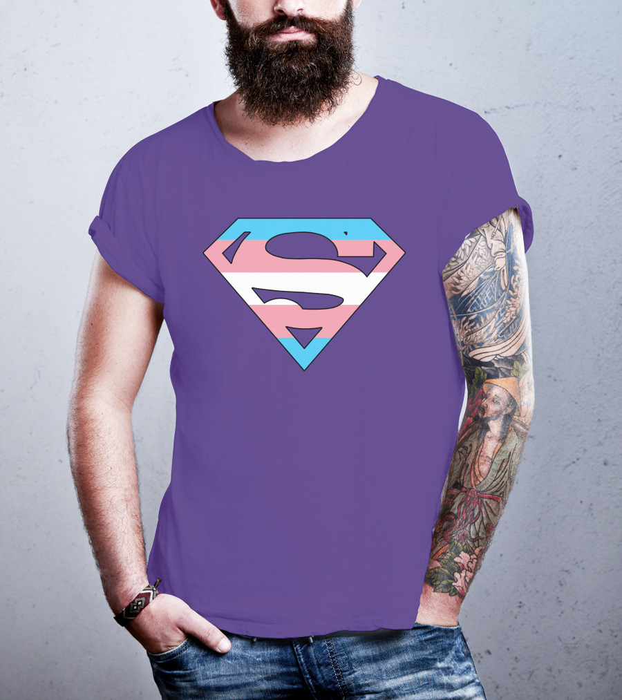 Superman Logo Trans Flag Trans Rights Are Human Rights T-Shirt