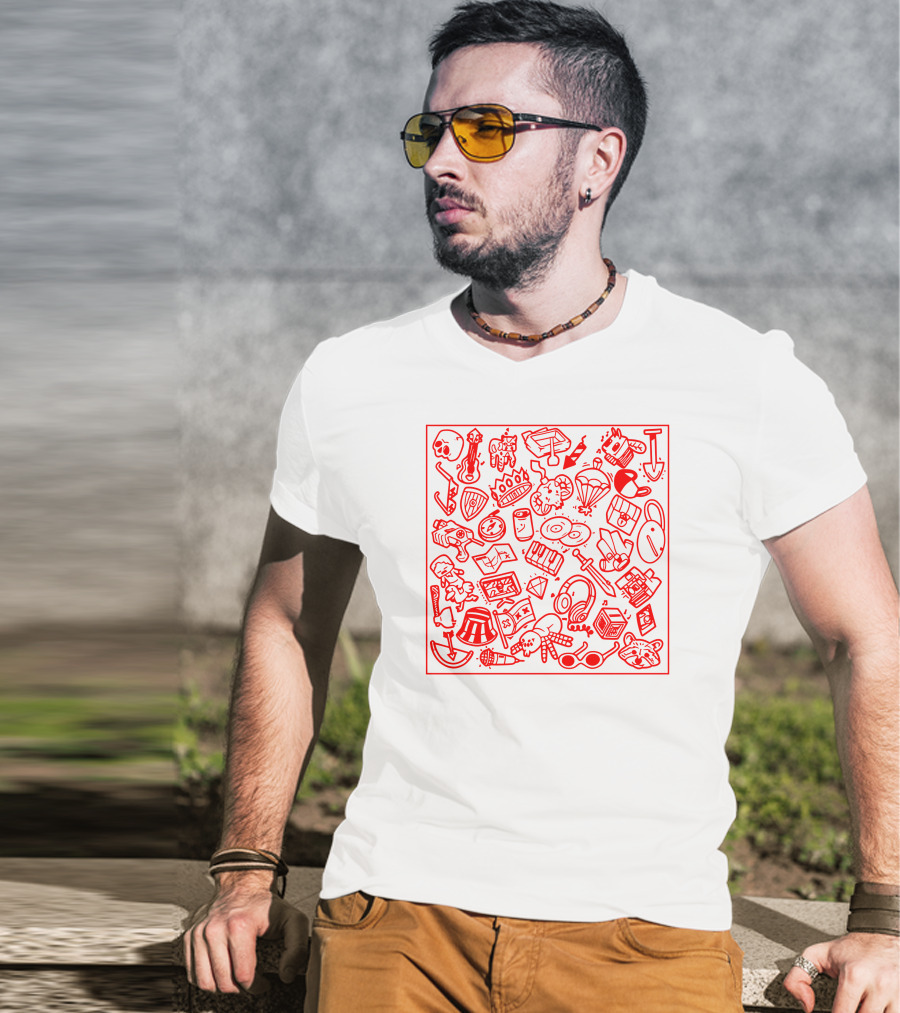 Tommyinnit Store Iconic Red Doodle Collection T-Shirt