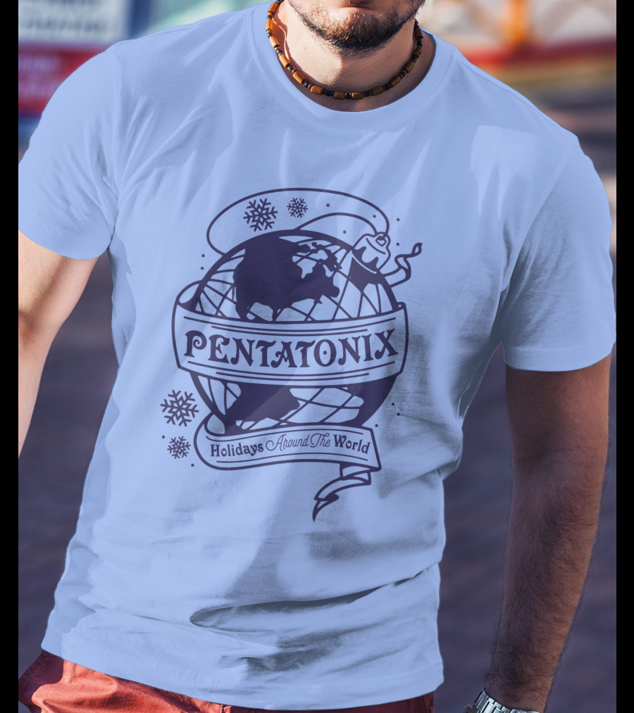 Pentatonix Holidays Around The World Globe And Snowflakes T-Shirt