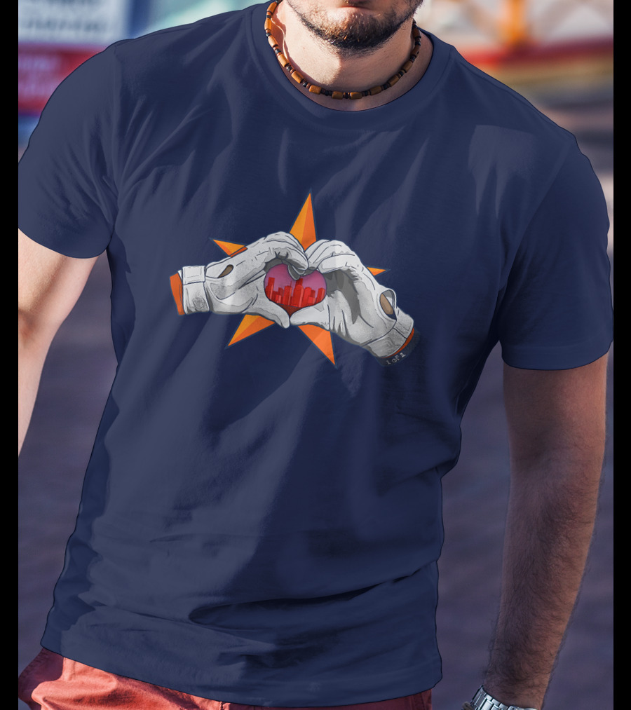 713Shirts Love Hou Astronaut Hands Heart Skyline Star Background T-Shirt