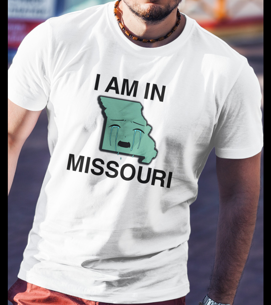 I Am In Missouri Crying State Map T-Shirt
