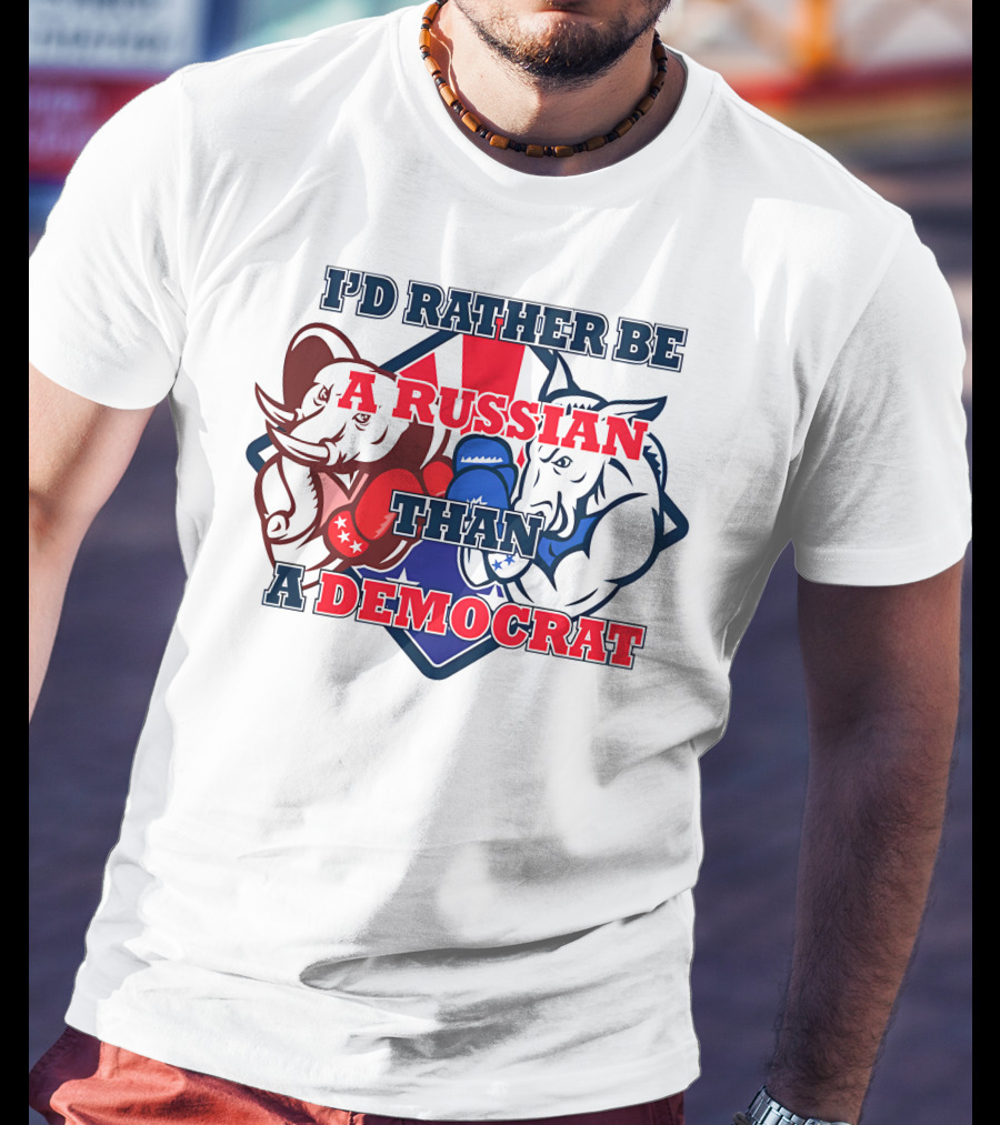 I'D Rather Be A Russian Than A Democrat Elephant And Donkey Boxing Gloves T-Shirt