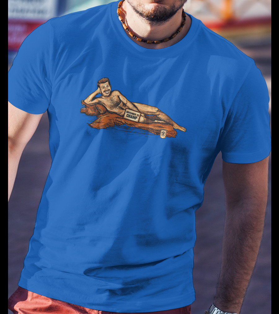 Movember 22 Champ Terroriser Reclining On Bear Rug T-Shirt