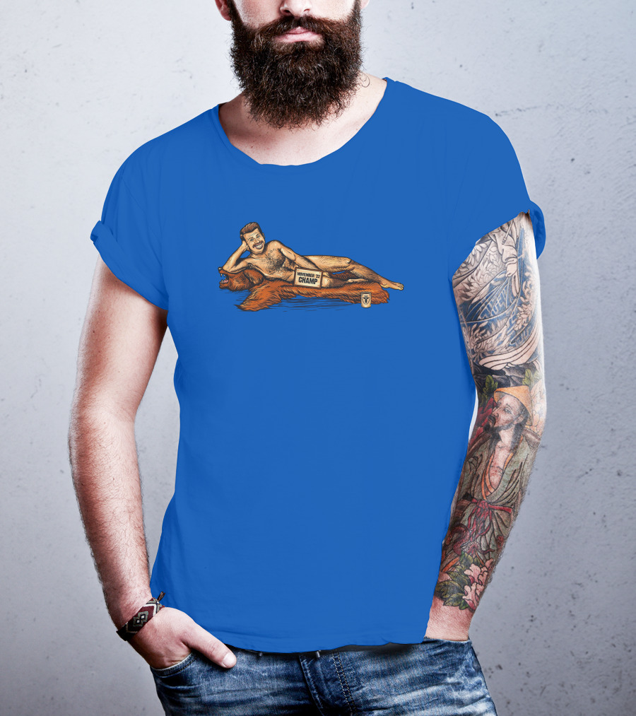 Movember 22 Champ Terroriser Reclining On Bear Rug T-Shirt