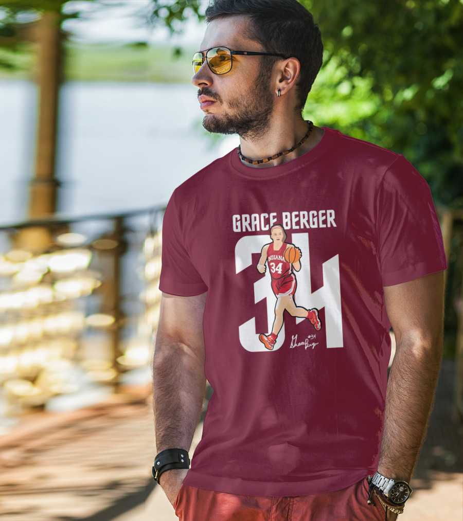 Grace Berger Indiana Basketball 34 Signature Player T-Shirt