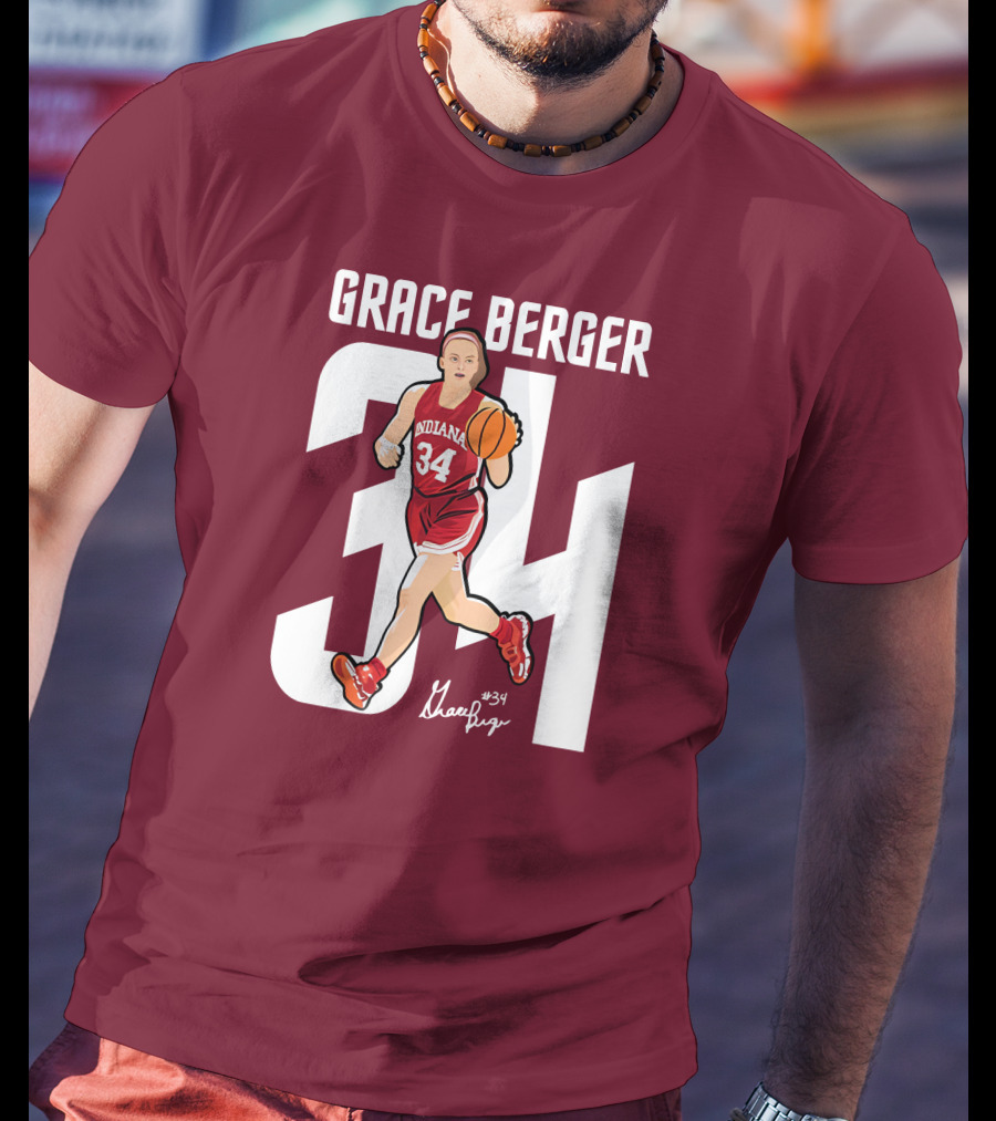 Grace Berger Indiana Basketball 34 Signature Player T-Shirt