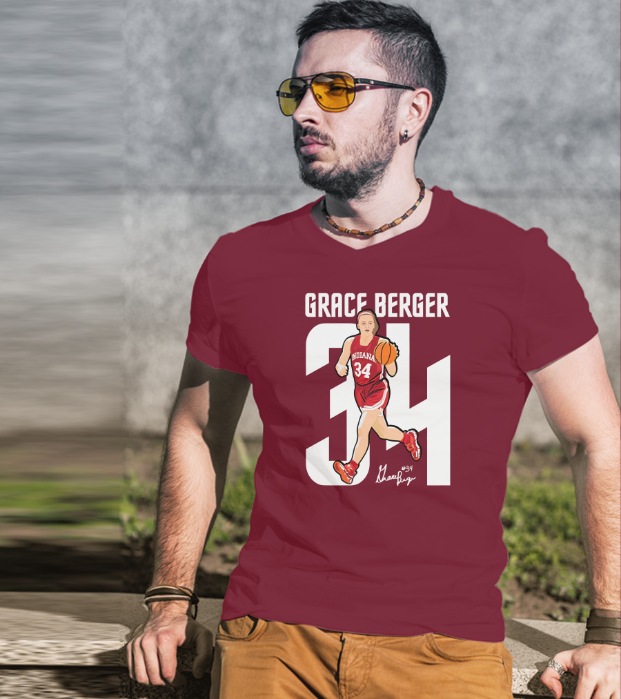 Grace Berger Indiana Basketball 34 Signature Player T-Shirt
