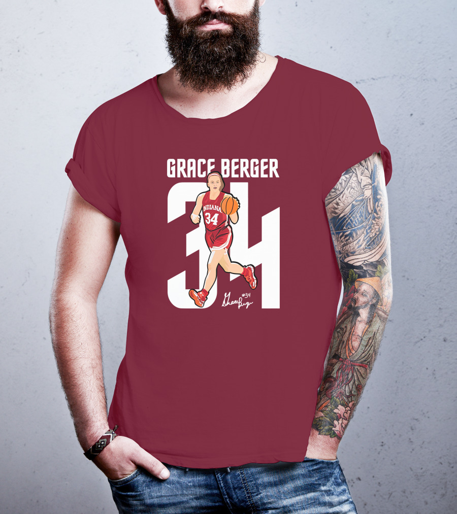 Grace Berger Indiana Basketball 34 Signature Player T-Shirt