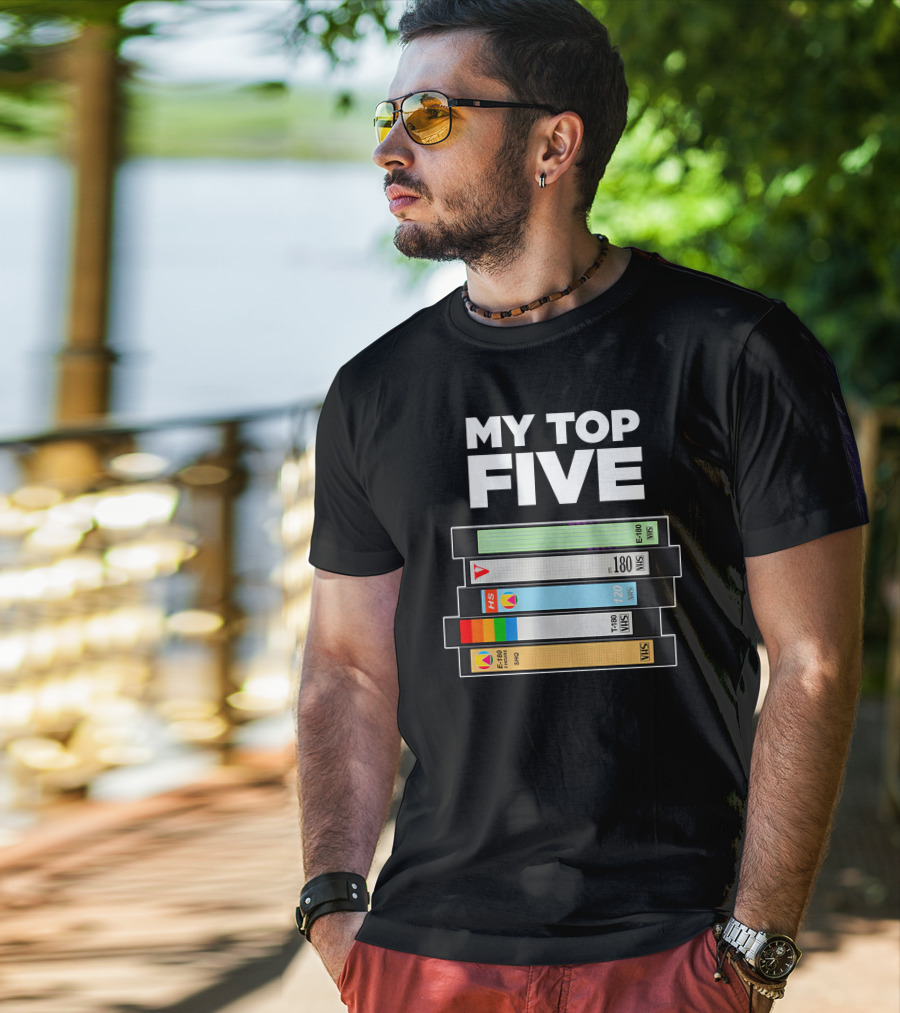 My Top Five VHS Tapes Stacked Retro Collection T-Shirt