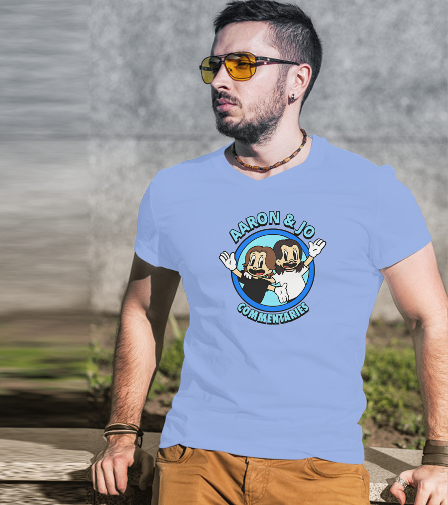 Crowdmade Aaron And Jo Commentaries Cartoon Style Blue Circle T-Shirt