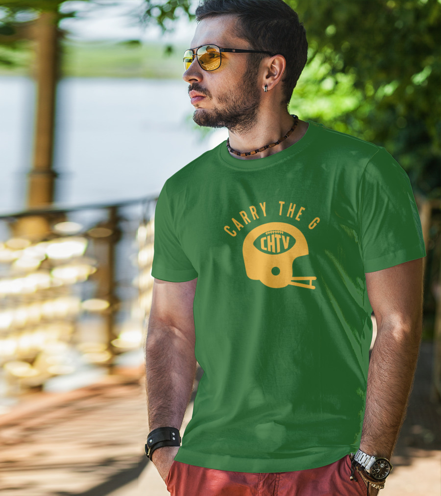 Cheeseheadtv Carry The G Football Helmet CHTV T-Shirt