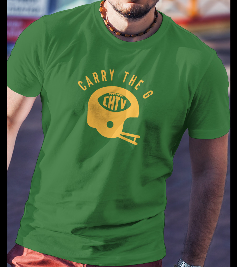 Cheeseheadtv Carry The G Football Helmet CHTV T-Shirt