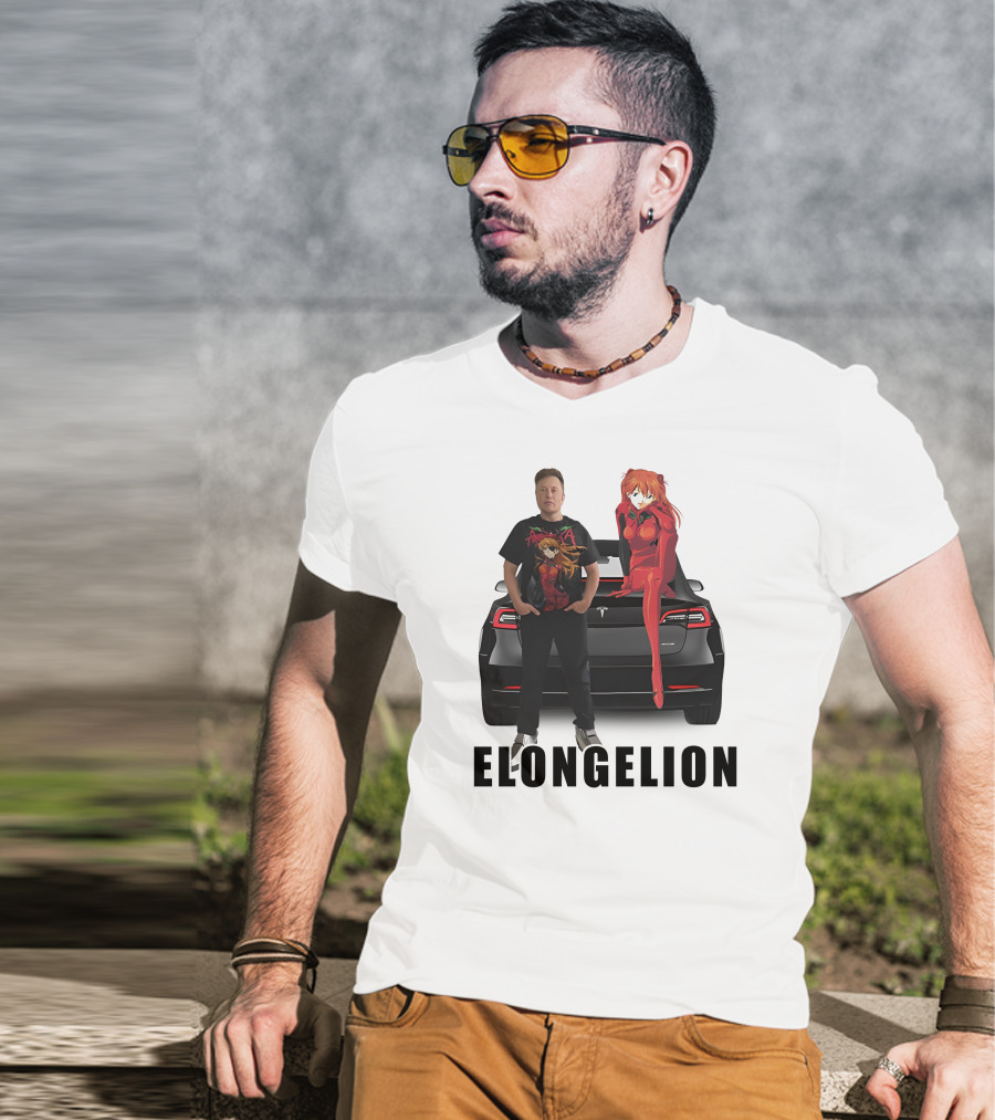 Goofyahhtees Elongelion Tesla Anime Fusion T-Shirt
