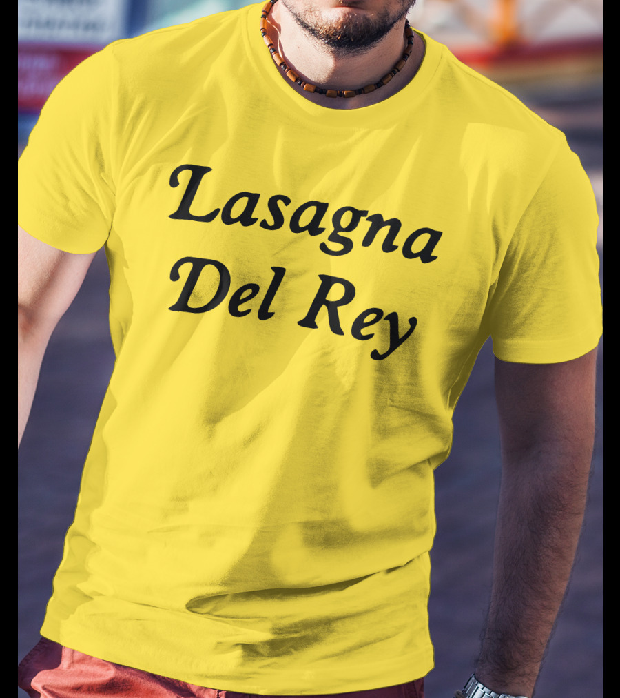 Lasagna Del Rey Yellow Block Text T-Shirt