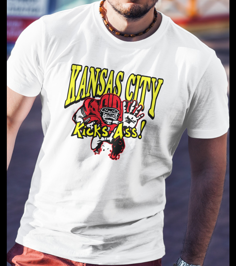 Kansas City Kicks Ass Red Football Player T-Shirt