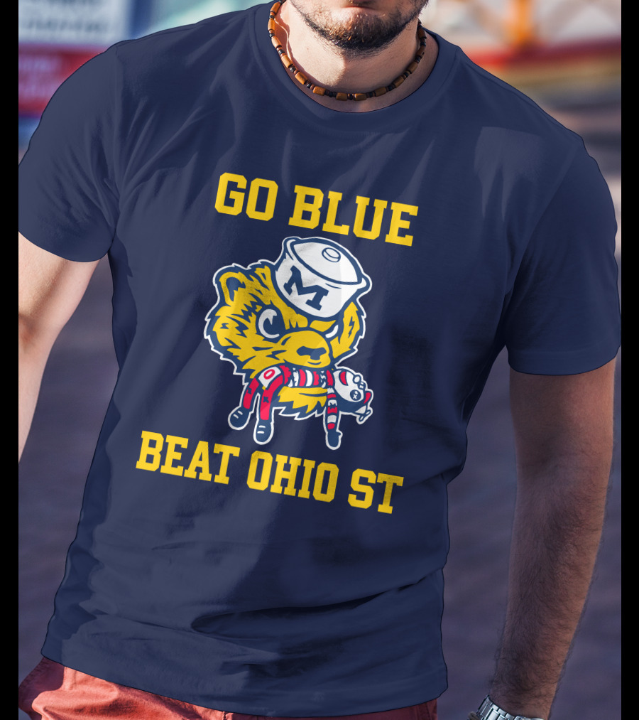 Go Blue Beat Ohio St Michigan Wolverine Victory Mascot Showdown T-Shirt