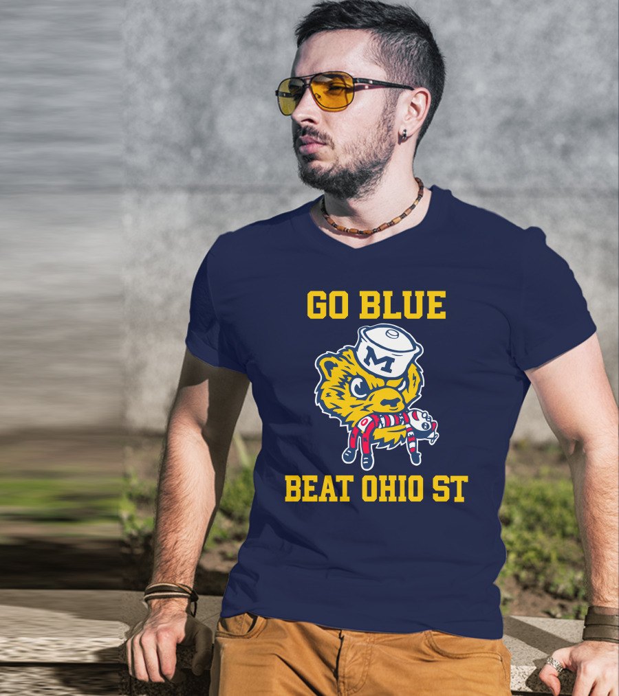 Go Blue Beat Ohio St Michigan Wolverine Victory Mascot Showdown T-Shirt