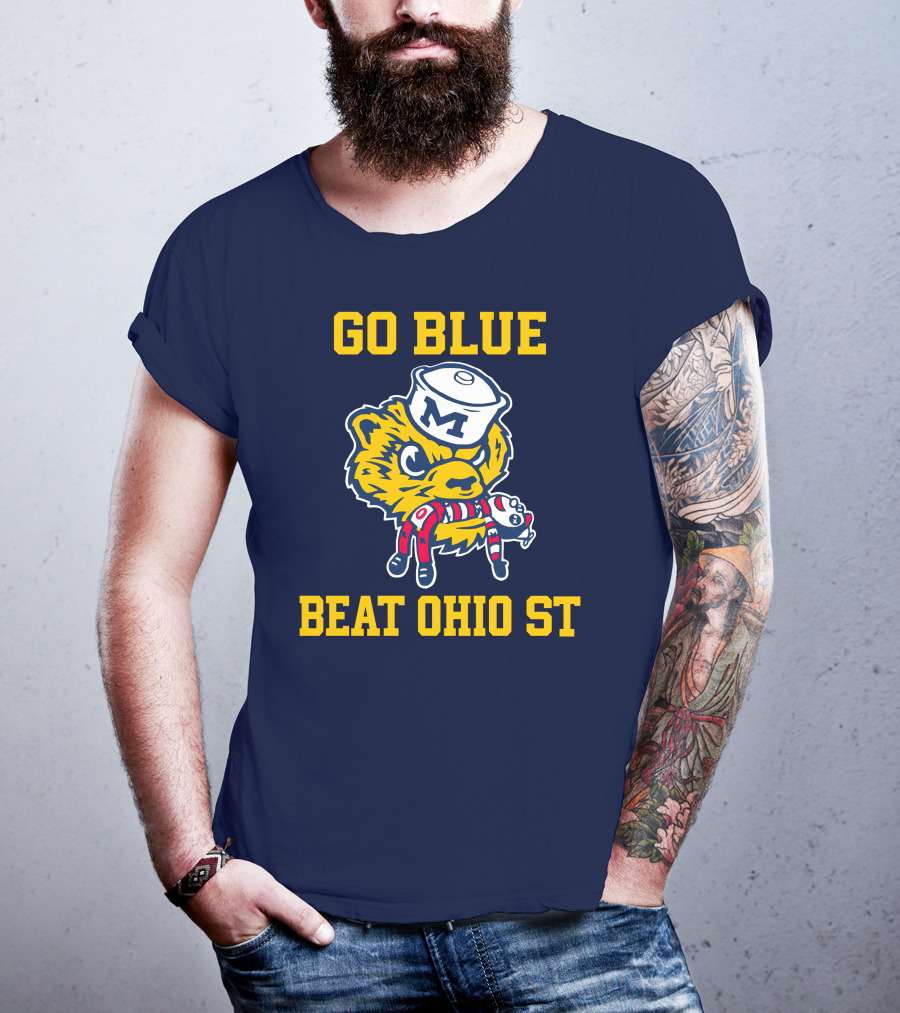 Go Blue Beat Ohio St Michigan Wolverine Victory Mascot Showdown T-Shirt