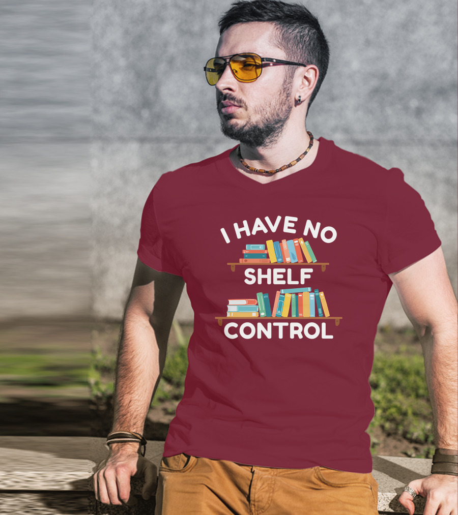 I Have No Shelf Control Gabriella Aldeman Colorful Bookshelves T-Shirt