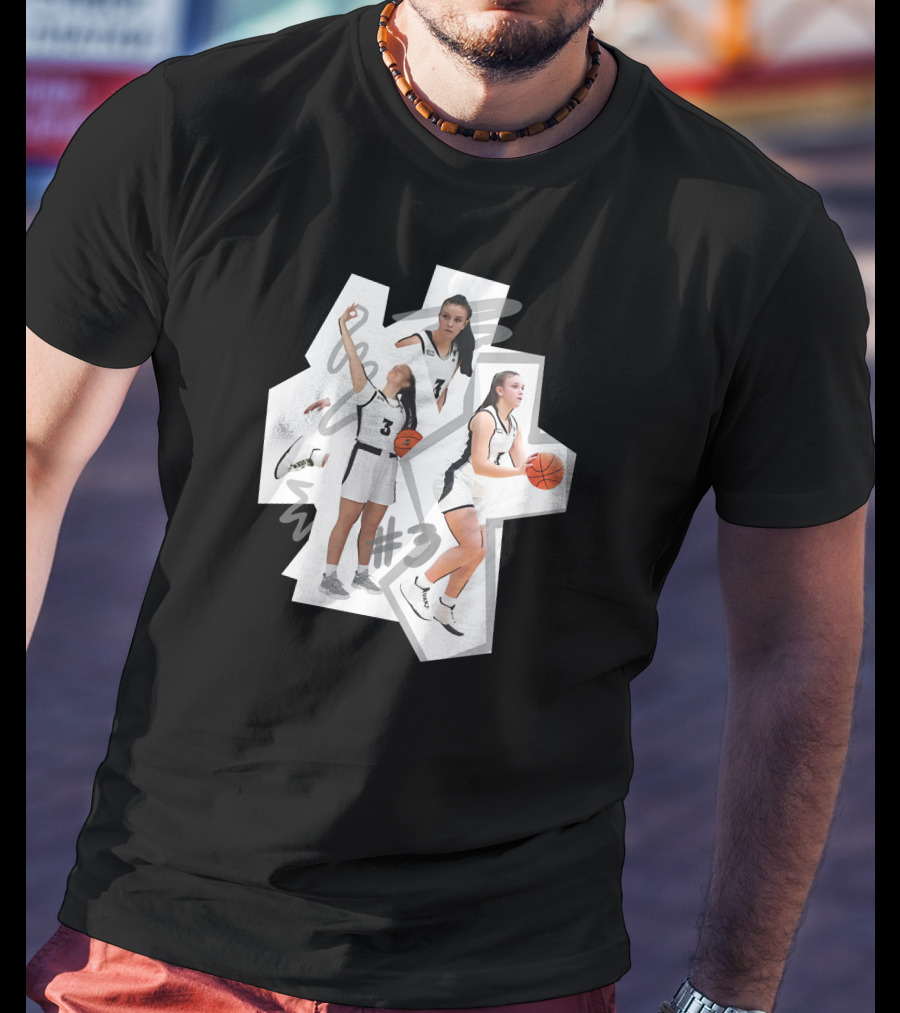 Kevin Huerter Wearing Meghan Huerter #3 Basketball Collage T-Shirt