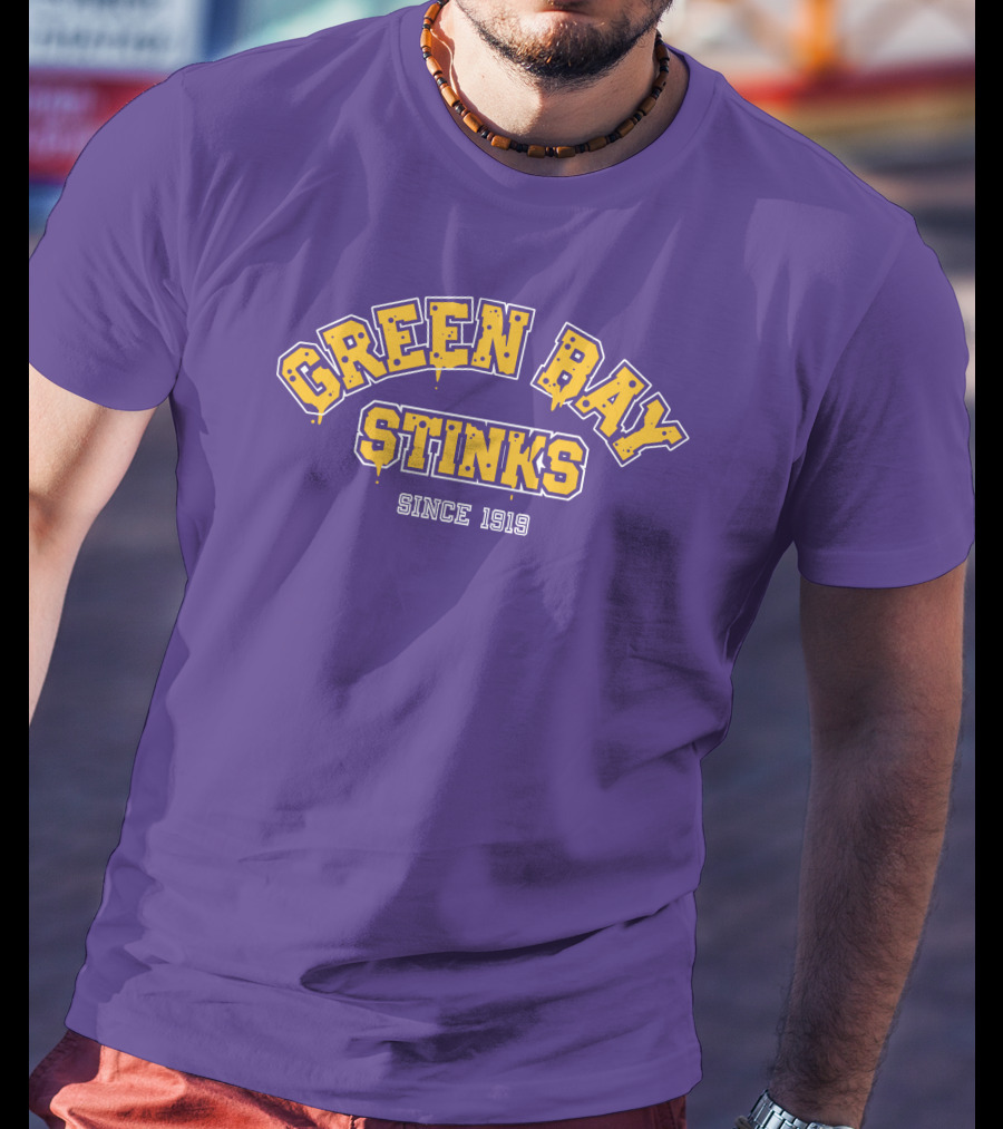 Green Bay Stinks Since 1919 John Randle Purple Yellow Football Rivalry Joke T-Shirt