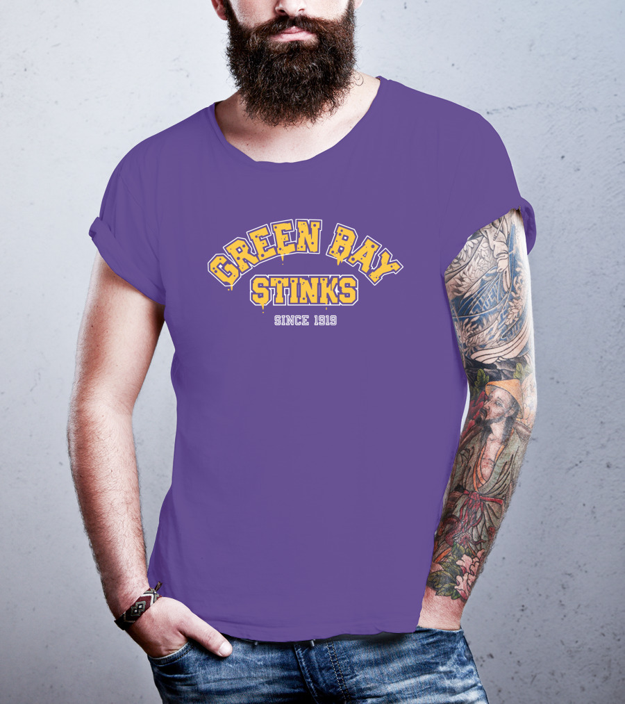 Green Bay Stinks Since 1919 John Randle Purple Yellow Football Rivalry Joke T-Shirt