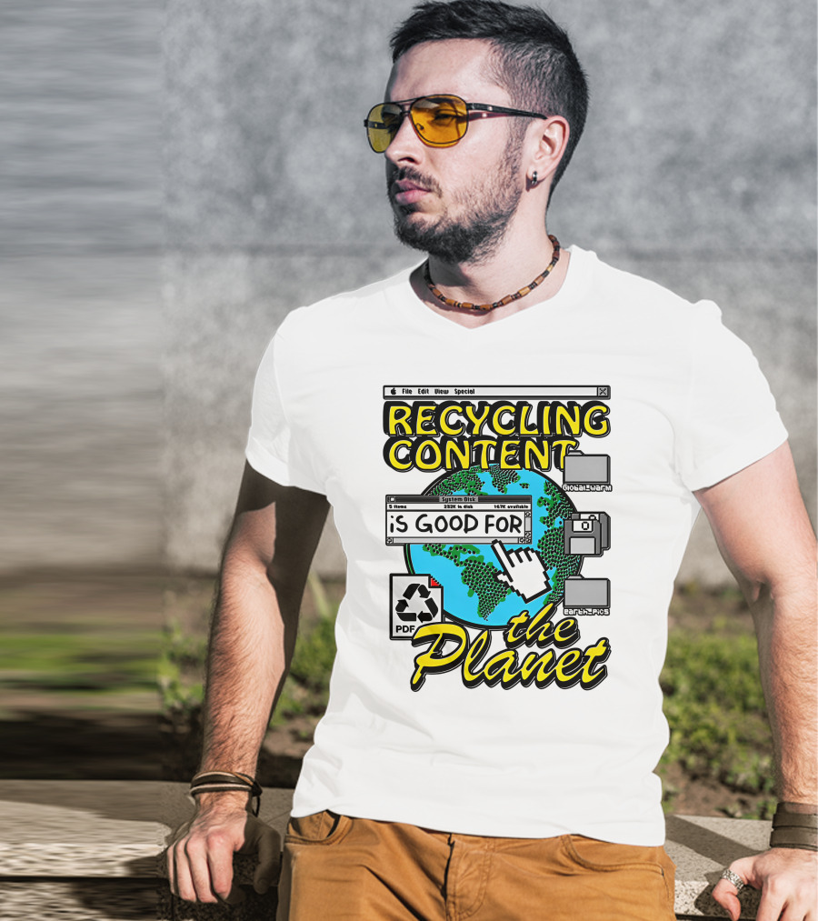Recycling Content System Disk PDF Global Warm Earth Pics The Planet T-Shirt
