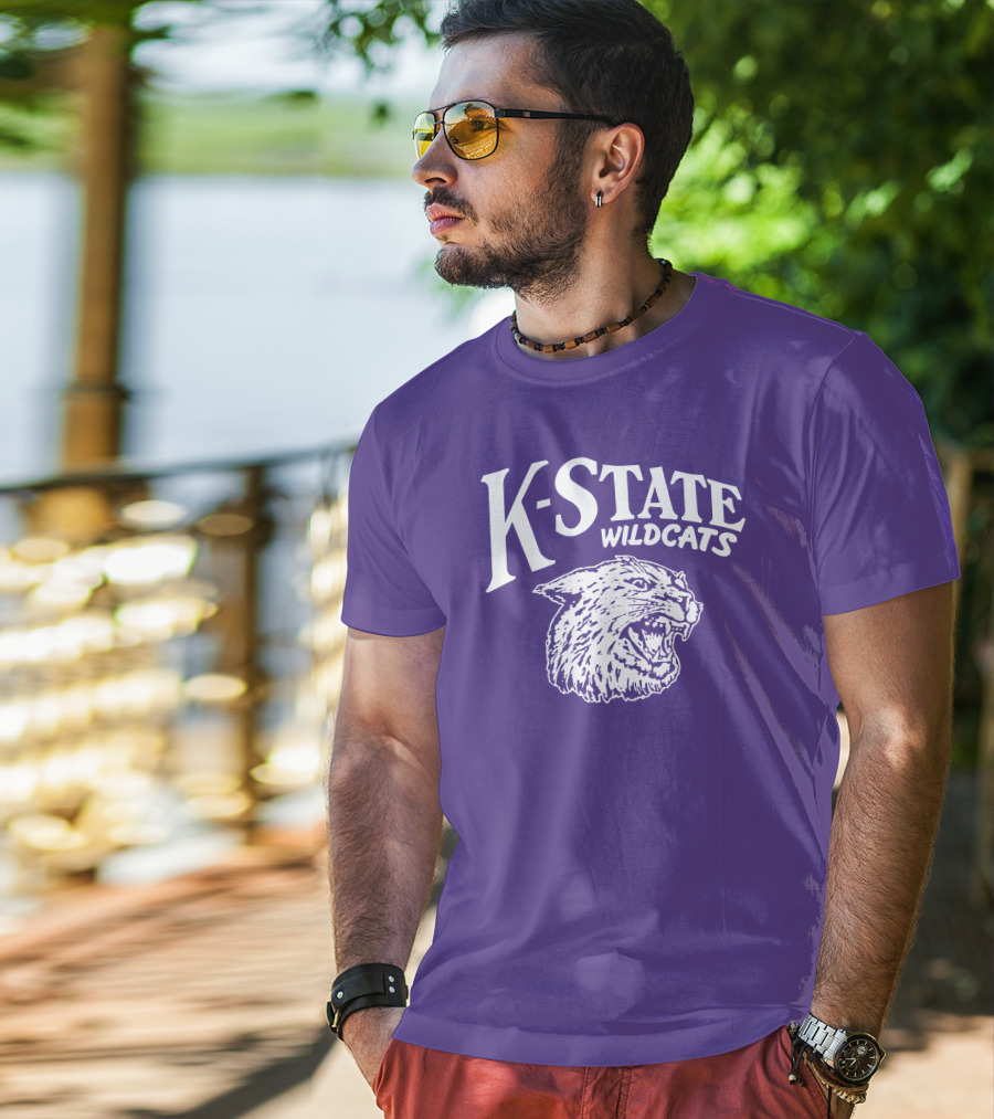 Charlie Hustle K-State Wildcats Vintage Purple Mascot T-Shirt