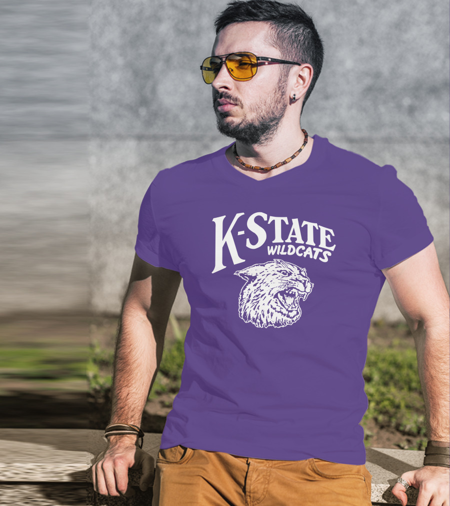 Charlie Hustle K-State Wildcats Vintage Purple Mascot T-Shirt