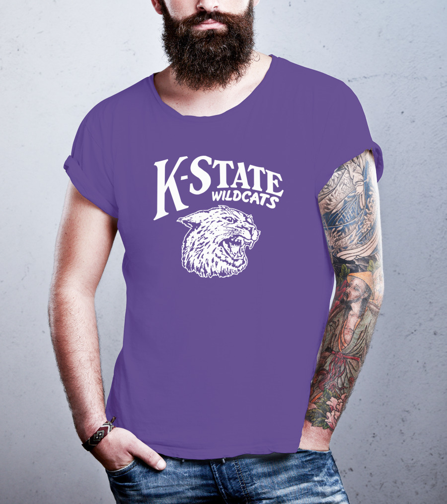 Charlie Hustle K-State Wildcats Vintage Purple Mascot T-Shirt