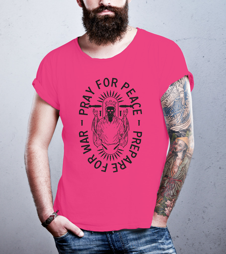 Lord Bell Pray For Peace Prepare For War Skeleton Halo T-Shirt