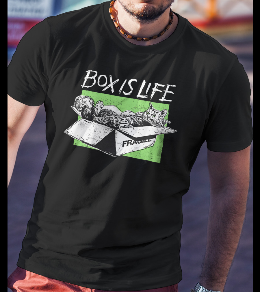 Box Is Life Fragile Cat T-Shirt