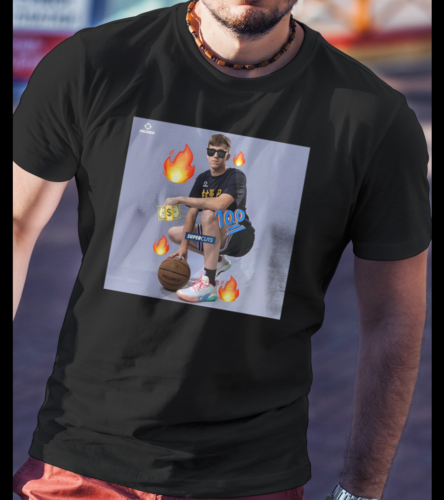 Goldenknight Austin Reaves Rigorer NBA Basketball Supercuts 100 Dollar Flames T-Shirt