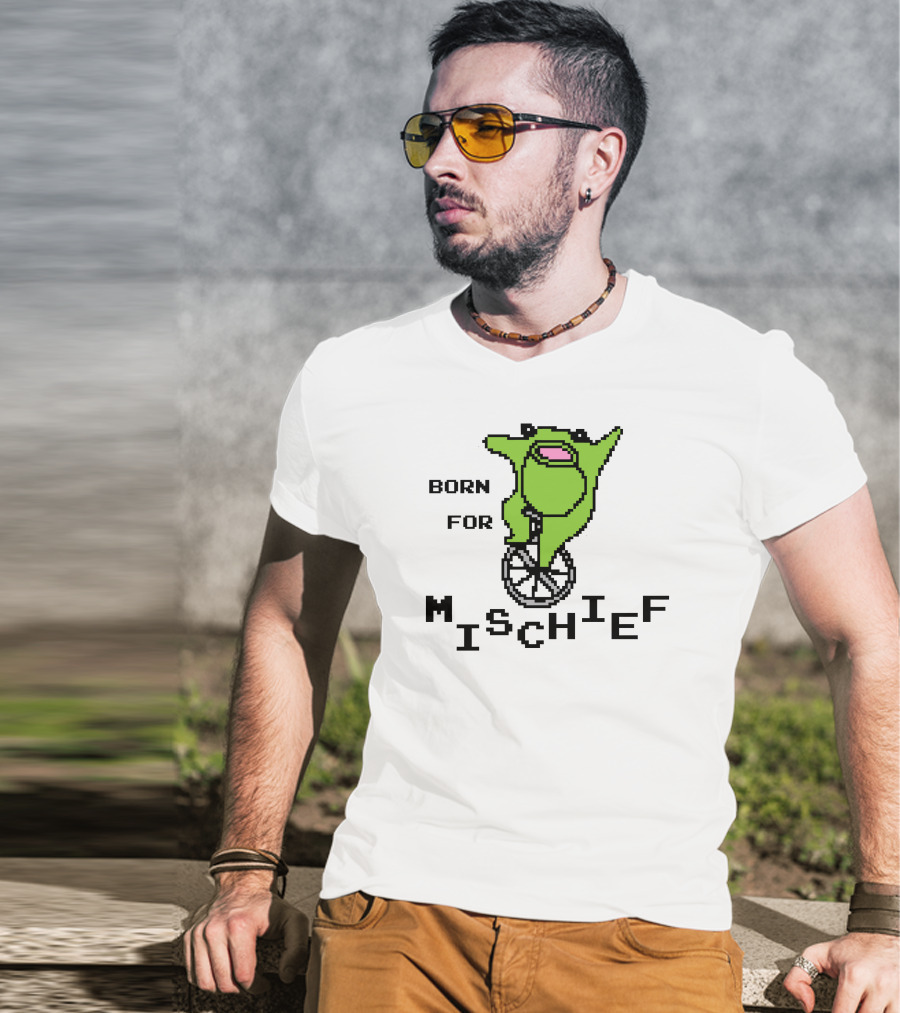 Born For Mischief Frog On Unicycle T-Shirt