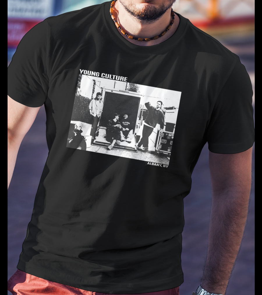 Young Culture Live Hanging Out In Albany NY Black And White Band Photo T-Shirt
