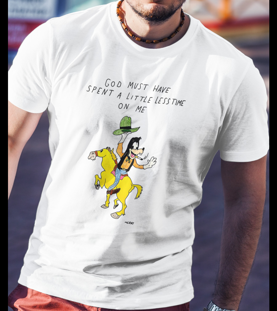 God Must Have Spent A Little Less Time On Me Cowboy Cartoon Character Riding A Horse T-Shirt