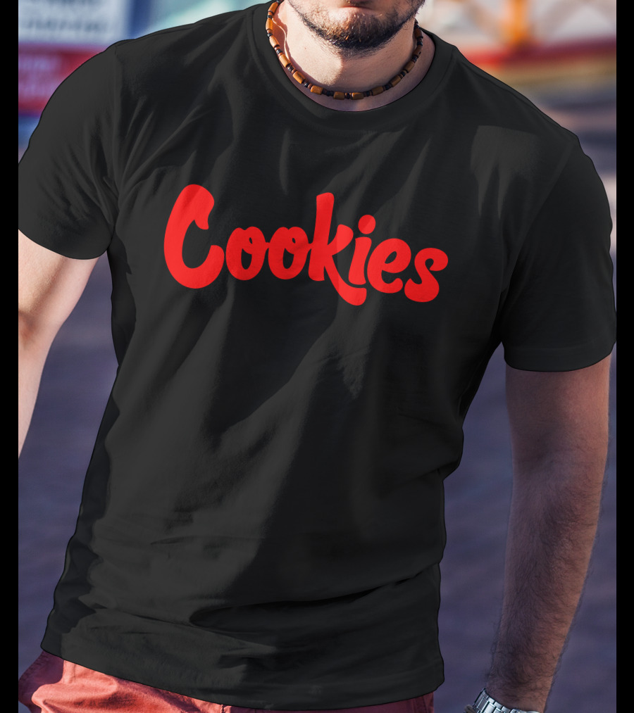 Matt Price Wears Cookies Text In Red T-Shirt