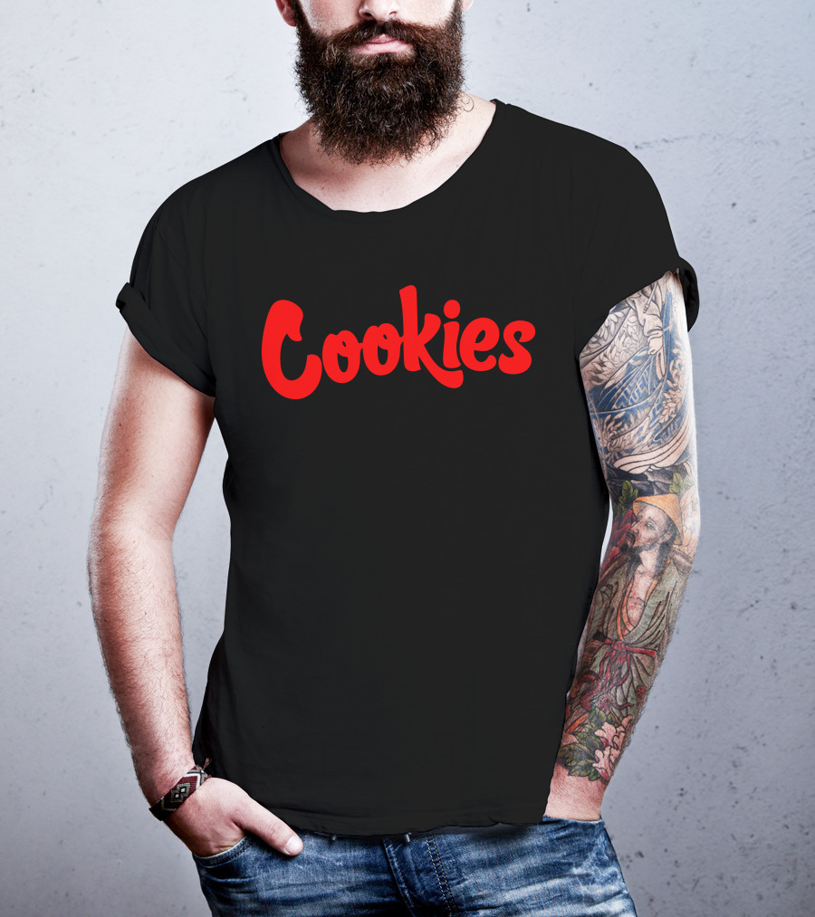 Matt Price Wears Cookies Text In Red T-Shirt