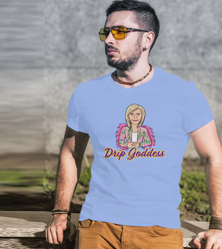 Store Drip Goddess Pink Feathered T-Shirt