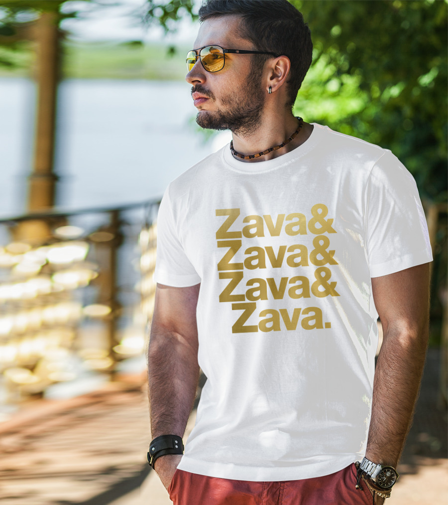 Zava Zava Zava Zava Gold Text Repetition T-Shirt